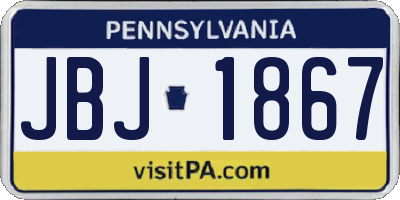 PA license plate JBJ1867