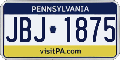 PA license plate JBJ1875