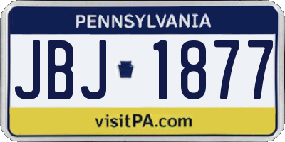PA license plate JBJ1877