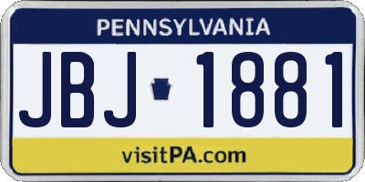 PA license plate JBJ1881