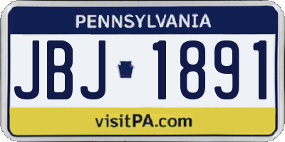 PA license plate JBJ1891