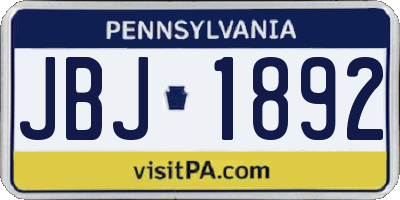 PA license plate JBJ1892