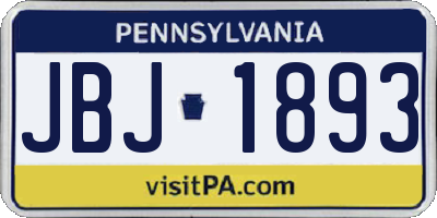 PA license plate JBJ1893
