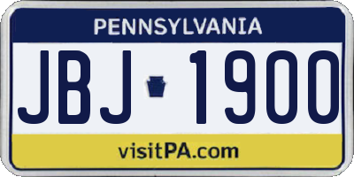 PA license plate JBJ1900