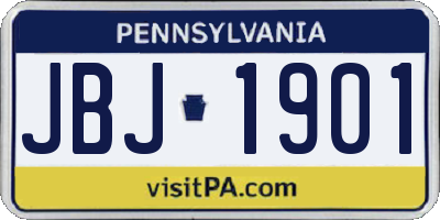 PA license plate JBJ1901