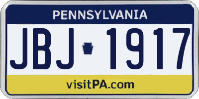 PA license plate JBJ1917