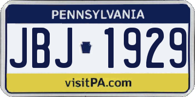 PA license plate JBJ1929