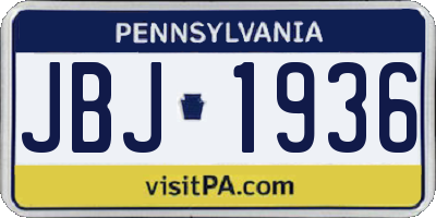 PA license plate JBJ1936