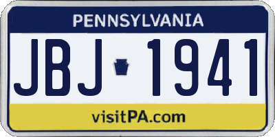 PA license plate JBJ1941