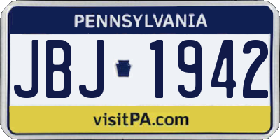 PA license plate JBJ1942