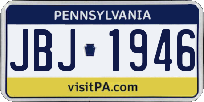 PA license plate JBJ1946