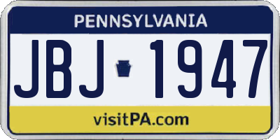 PA license plate JBJ1947