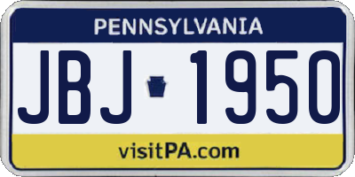 PA license plate JBJ1950