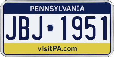 PA license plate JBJ1951