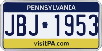 PA license plate JBJ1953