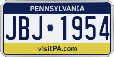 PA license plate JBJ1954