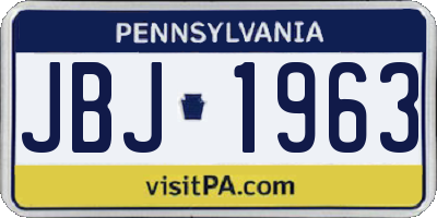 PA license plate JBJ1963