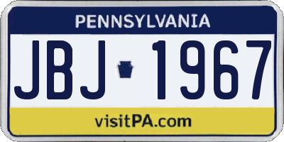 PA license plate JBJ1967