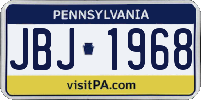PA license plate JBJ1968