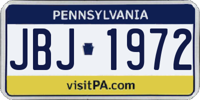PA license plate JBJ1972
