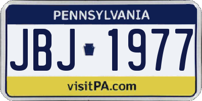 PA license plate JBJ1977