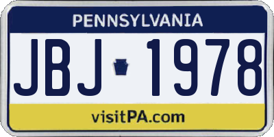 PA license plate JBJ1978