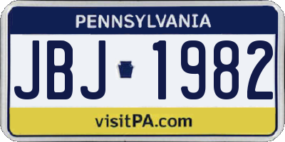 PA license plate JBJ1982
