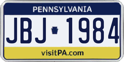 PA license plate JBJ1984