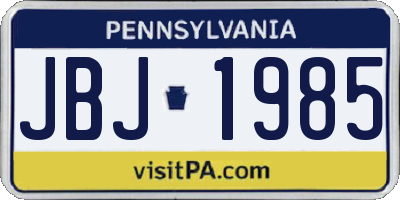 PA license plate JBJ1985