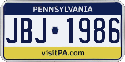 PA license plate JBJ1986