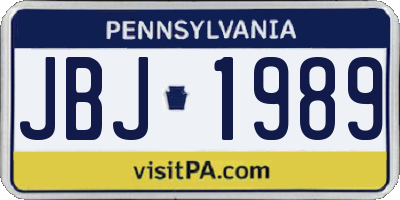 PA license plate JBJ1989