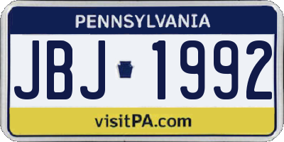PA license plate JBJ1992