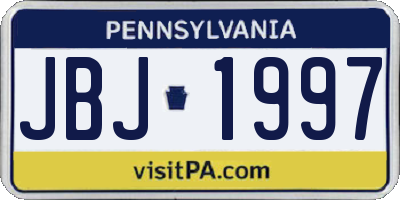 PA license plate JBJ1997