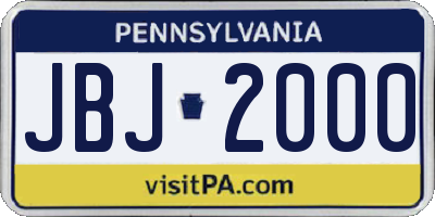 PA license plate JBJ2000