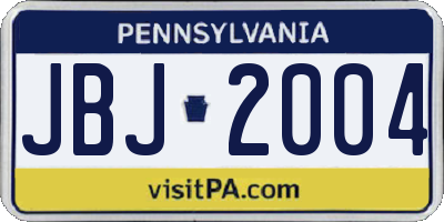 PA license plate JBJ2004