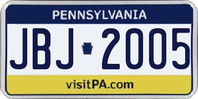 PA license plate JBJ2005