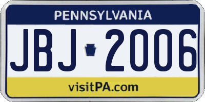 PA license plate JBJ2006
