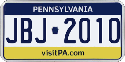 PA license plate JBJ2010