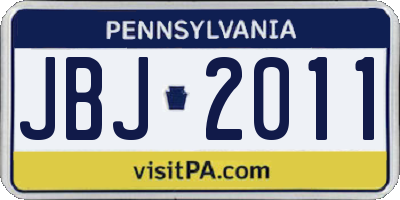 PA license plate JBJ2011
