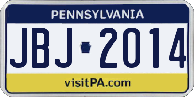PA license plate JBJ2014