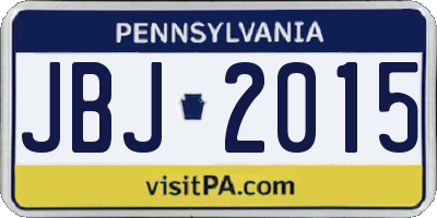 PA license plate JBJ2015