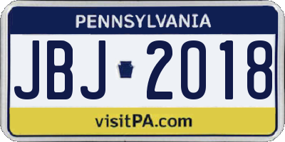 PA license plate JBJ2018