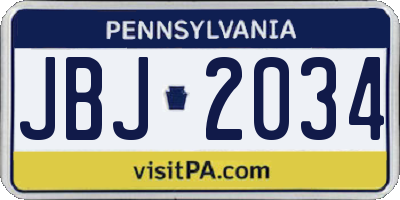PA license plate JBJ2034