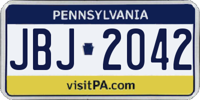 PA license plate JBJ2042
