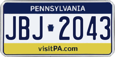 PA license plate JBJ2043
