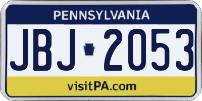 PA license plate JBJ2053