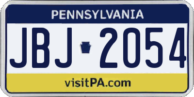 PA license plate JBJ2054