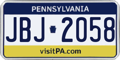 PA license plate JBJ2058