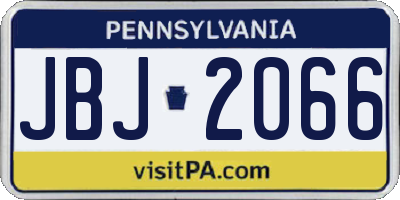 PA license plate JBJ2066
