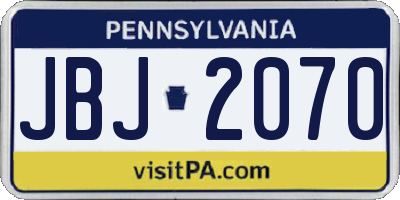 PA license plate JBJ2070